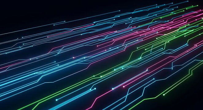 Colorful Digital Circuit Lines Abstract Technology Background for Tech and Innovation Visuals
