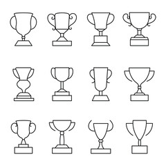 trophy line icon set with editable stroke. Outline collection of vector objects. eps 10