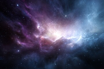Fototapeta premium Vibrant cosmic abstract background showcasing colorful nebulae and stars set against the infinite expanse of space during a serene celestial moment