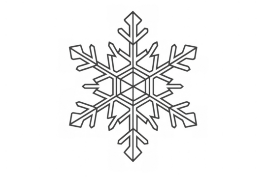 Snowflake contour isolated on transparent background illustrating winter, cold, christmas, ice, and seasonal weather