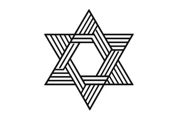 Star of david geometric design with striped texture symbolizing judaism and religious faith on a transparent background