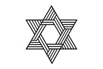 Star of david geometric design with striped texture symbolizing judaism and religious faith on a transparent background