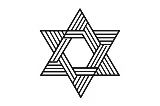 Star of david geometric design with striped texture symbolizing judaism and religious faith on a transparent background