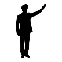 Fototapeta premium Uniformed person saluting silhouette jacket