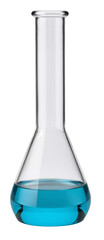 erlenmeyer flask with blue liquid isolated on white background