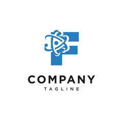 Letter F Atom Logo Icon Vector