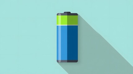Obraz premium Cylindrical power cell graphic displays substantial remaining charge on light blue background