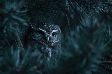 Little Owl Hiding in the Foliage A Glimpse of Nature's Beauty