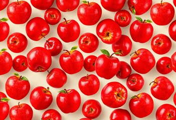 Infinite repeating pattern of red apples, seamless background, harvest, food