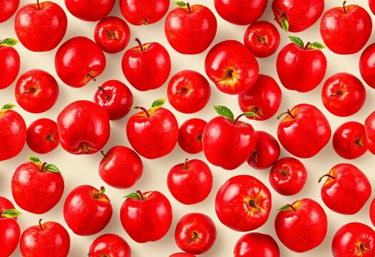Infinite repeating pattern of red apples, seamless background, harvest, food
