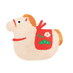 午年置物イラスト　水彩タッチ