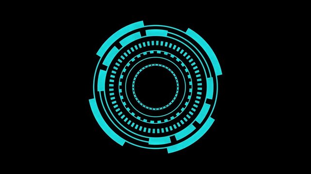 Sci-fi circle HUD progress animation on black background 4K resolution
