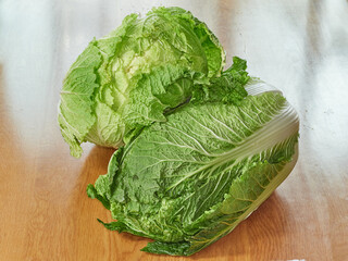 chinese cabbage on wooden background