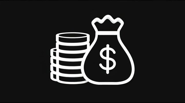 Money Bag and Stack of Coins Icon