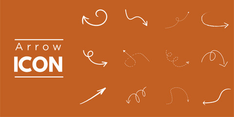 Arrow icon set white direction symbols on red background vector illustration navigation pointer collection