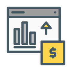 investment.  This is a vector single icon with a filled outline style. Suitable for any purpose, such as website design, mobile app design, logo design, pattern design, etc.