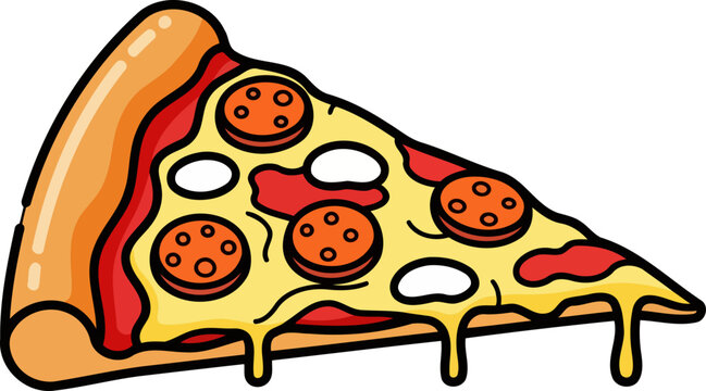 joyful bite vibrant pepperoni pizza, dripping with cheese, inviting instant gratification, isolated on transparent background