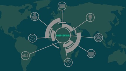 Global Network Diagram with Central Text " COSTCONTROL" and World Map Background cost control - Powered by Adobe