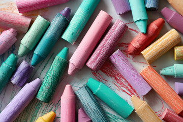 Child's Crayon Coloring Texture with Imperfect Pastel Strokes and Hand-Drawn Style