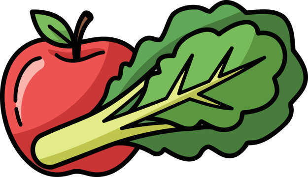 balanced plate essentials vibrant apple and fresh lettuce for wholesome eating, isolated on transparent background
