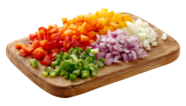 Vibrant chopped Vegetables carrots, yellow pepper, cucumber, green pepper, and beets arranged on a wooden board, ideal for fresh, healthy cooking, recipe ideas, meal prep, and nutrition topics.