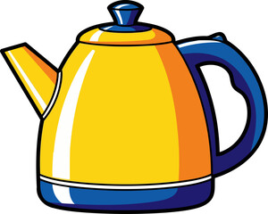Obraz premium morning brew companion a zesty yellow electric kettle for warmth and cheer, isolated on transparent background