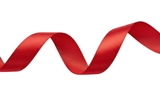 A flowing red ribbon isolated on transparent background, perfect for celebrations and decorations grainy