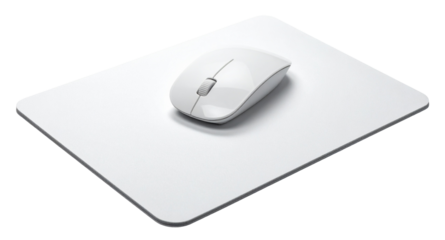 white wireless mouse and mousepad isolated on white background