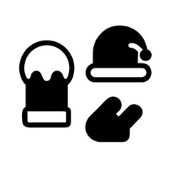 Winter accessories hat, mitten, and cake