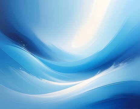 Abstract blue wave forms in flowing motion with white and light hues - Powered by Adobe