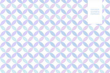Floral Japanese seamless pattern in pastel purple and blue color for fabric, wallpapers, poster, card in asian design and more. Geometric template in vector format