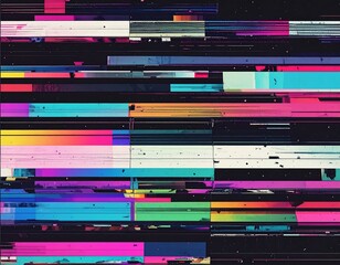 Abstract digital artwork displaying horizontal color blocks with glitch-like effects