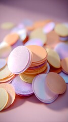 background with overlapping confetti shapes in cheerful pastel tones scattered chaotically across surface