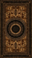 background with mandala inspired circular patterns hand drawn in fine ink lines over parchment texture