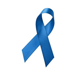 Blue prize or awareness campaign ribbon isolated on a transparent or white background. PNG
