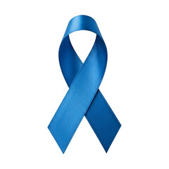 Blue prize or awareness campaign ribbon isolated on a transparent or white background. PNG
