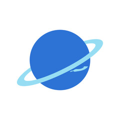 Fototapeta premium A blue planet with a light blue ring around it, possibly representing a celestial body.