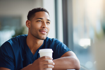 African American Doctor Taking a Relaxing Break After Surgery