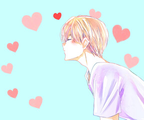 キスしようとする男性　夏　ハート