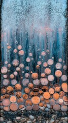 red and bronze fluid drips cascading across reflective surface creating dramatic texture