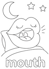 coloring book mouth yawning before sleep at night