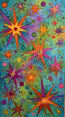 background with overlapping confetti shapes in cheerful pastel tones scattered chaotically across surface