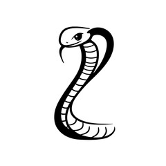 Fototapeta premium King Cobra. King Cobra simple black and white line art vector logo