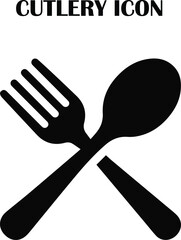 Minimalist cutlery icon vector — fork, knife, and spoon symbol for restaurant, food, or kitchen design