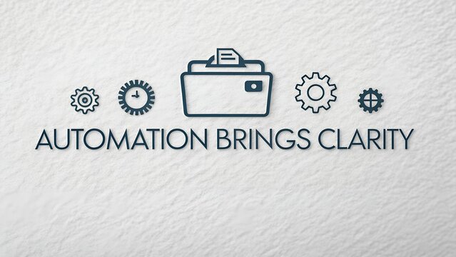Graphic illustration of automated folder with time and gears