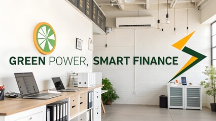 Modern office interior with smart finance presentation