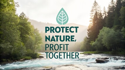 Protecting Nature with Rivers and Green Leaf Logo in View