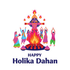 Joyful Holika Dahan Celebration with Bonfire and Festive People