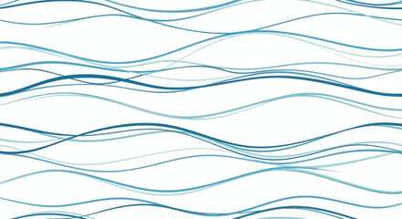 A white background with multiple horizontal wavy blue lines of varying thickness and shade