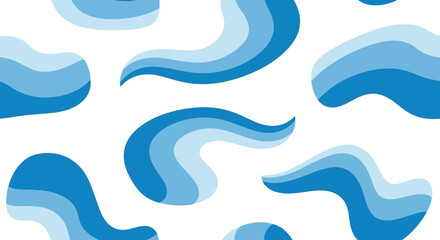 Abstract pattern of wavy blue shapes on white background